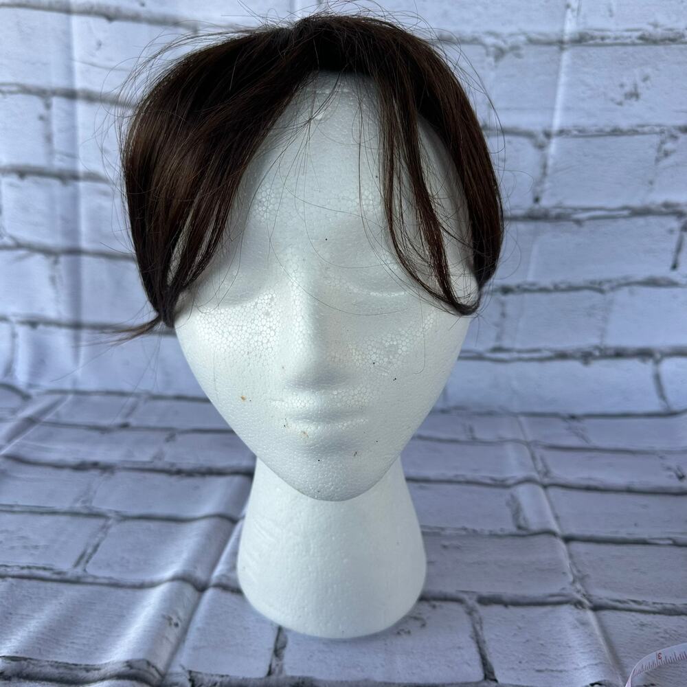 New Short Human Hair Toppers Light Brown Color Seamless 4x4" Wiglet